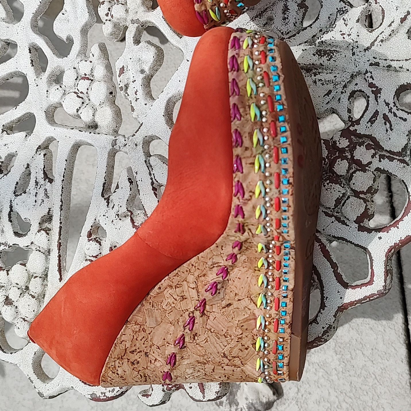 Gianni Bini Orange Wedges With Bead Work And Studs